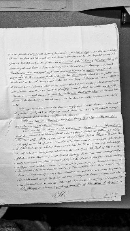 Settlement of Peter John Heywood's Estate and Bond to Duke of Atholl