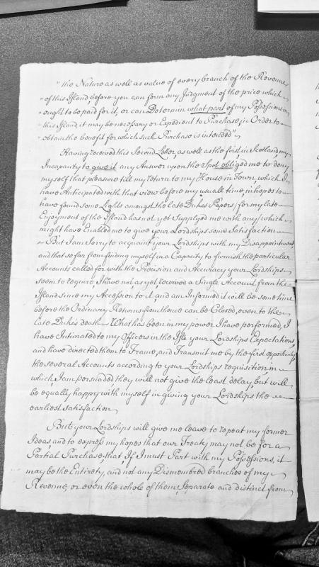 Response regarding Isle of Man revenue accounts and land purchase negotiations