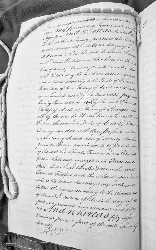 Indenture concerning estate sale and settlement by Duke of Athole
