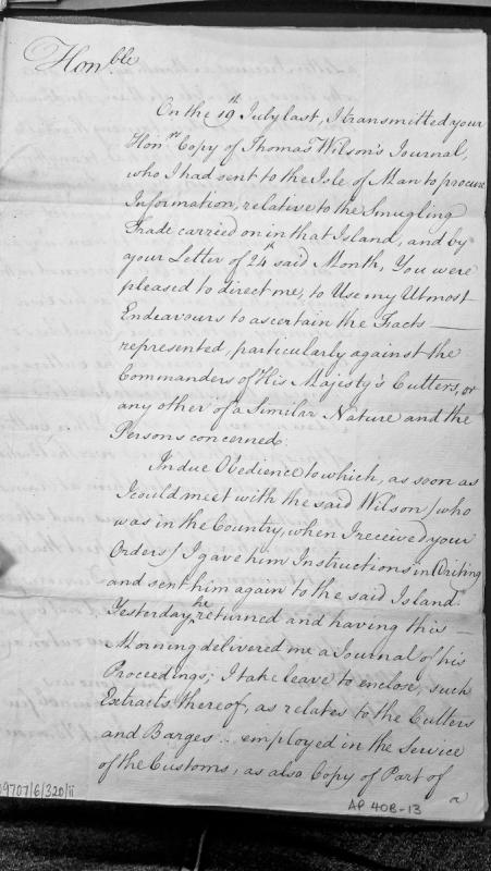 Transmittal of investigative journal regarding smuggling operations and Customs vessels in Isle of Man