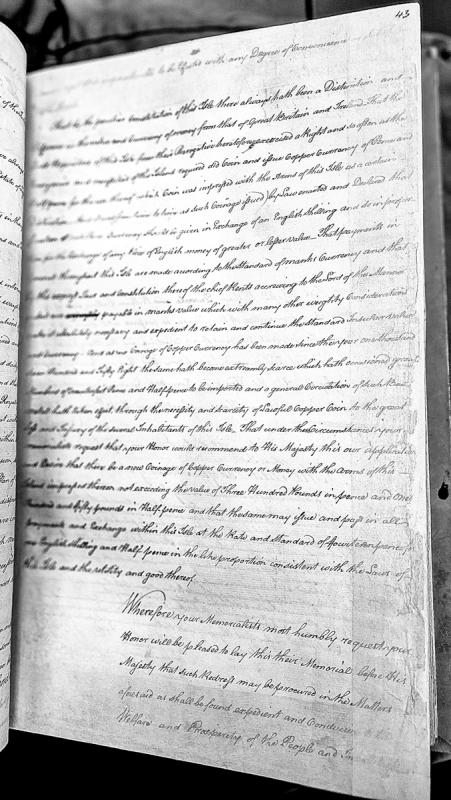 Petition for new coinage of copper currency for the Isle of Man